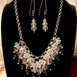 Unusual, Elegant Evening Necklace and Earring Set